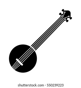 Banjo musical instrument with strings flat vector icon for music apps and websites