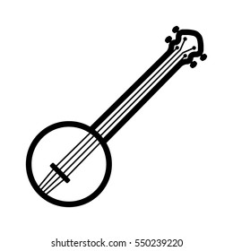 Banjo musical instrument with strings line art vector icon for music apps and websites