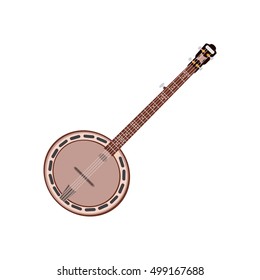 Banjo, musical instrument. Vector illustration of a banjo isolated on a white background.