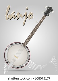 banjo musical instruments stock vector illustration isolated on gray background