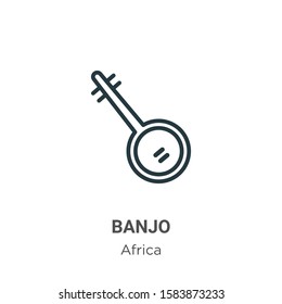 Banjo outline vector icon. Thin line black banjo icon, flat vector simple element illustration from editable africa concept isolated on white background