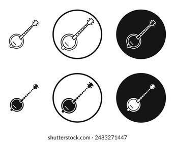 Banjo outlined icon vector collection.