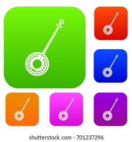 Banjo set icon in different colors isolated vector illustration. Premium collection