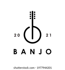 banjo string instrument letter b simple flat minimalist logo design