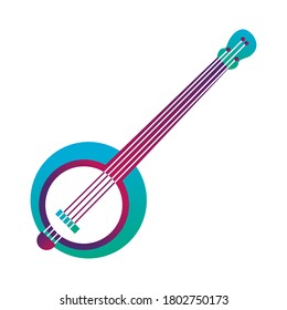 banjo string instrument line and fill style icon vector illustration design