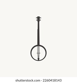 banjo string instrument simple flat minimalist logo design