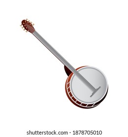 banjo string musical instrument vector illustration detailed icon