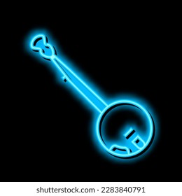 banjo stringed musician instrument neon light sign vector. banjo stringed musician instrument illustration