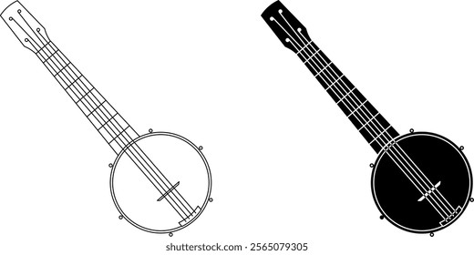 Banjo ukulele also known as the banjolele icon set