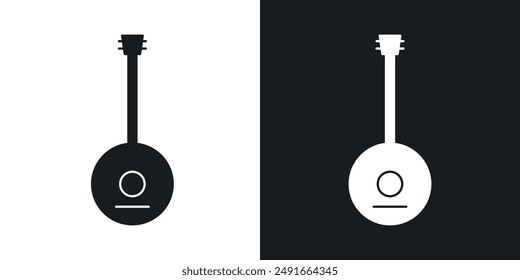 Banjo vector icon set in solid style.