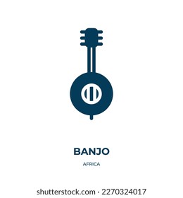 banjo vector icon. banjo, sound, music filled icons from flat africa concept. Isolated black glyph icon, vector illustration symbol element for web design and mobile apps