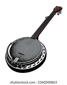 Banjo vector illustration, isolated on white background.