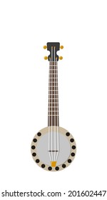 Banjo Vector Illustration With Silver Strings And Golden Parts