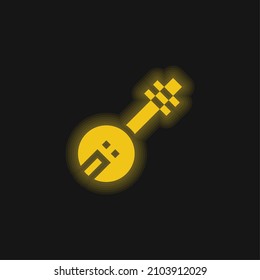 Banjo yellow glowing neon icon