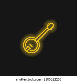 Banjo yellow glowing neon icon
