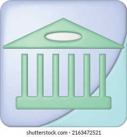 Bank 3d icon. illustratiion on whtite background.