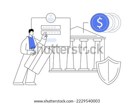 Bank account abstract concept vector illustration. Personal bank account, savings deposit, online banking, credit card details, opening service, corporate offshore, visit office abstract metaphor.