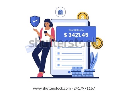 Bank account balance illustration .Vector flat illustration