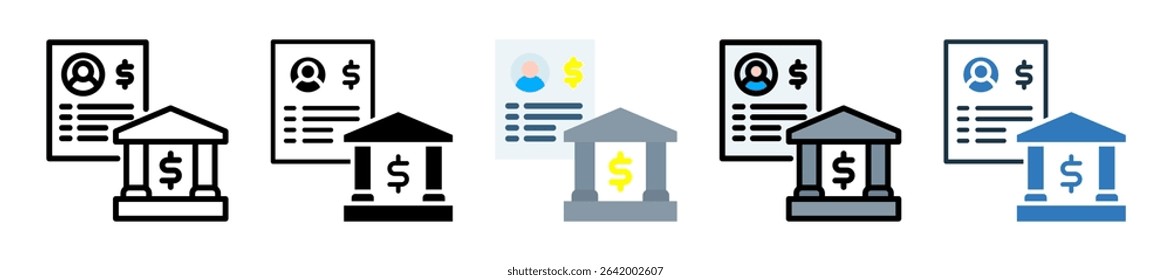 Bank Account Icon Multiple Style Vector Illustration