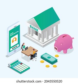 Bank Account Registration 3d Isometric Vector Illustration Concept For Banner, Website, Landing Page, Ads, Flyer