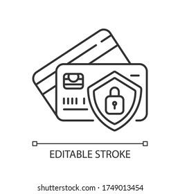 Bank Account Security Pixel Perfect Linear Icon. Money Fraud Protection. Credit Card Password. Thin Line Customizable Illustration. Contour Symbol. Vector Isolated Outline Drawing. Editable Stroke