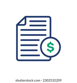 Bank account statement icon. bill and invoice linear vector icon for apps and websites.