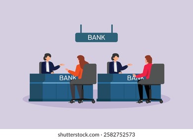 Bank activity concept. Colored flat vector illustration isolated.	