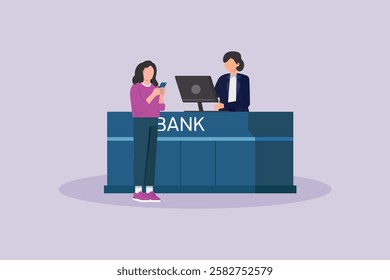 Bank activity concept. Colored flat vector illustration isolated.	