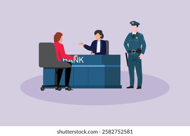 Bank activity concept. Colored flat vector illustration isolated.	