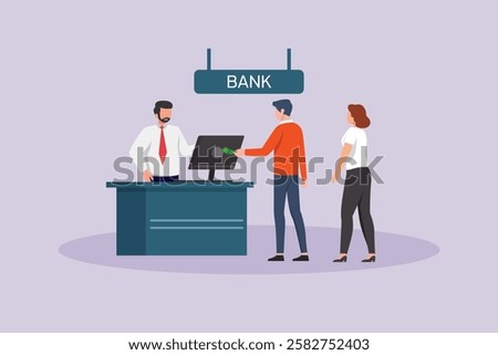 Bank activity concept. Colored flat vector illustration isolated.	