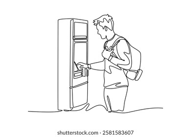 Bank activity concept. Single line draw design vector graphic illustration.	