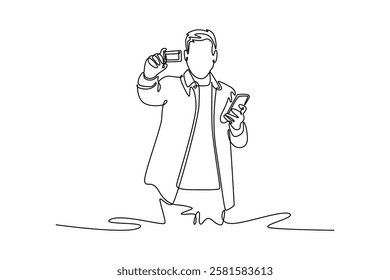 Bank activity concept. Single line draw design vector graphic illustration.	