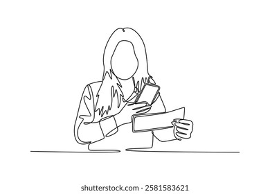 Bank activity concept. Single line draw design vector graphic illustration.	