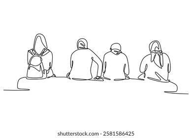 Bank activity concept. Single line draw design vector graphic illustration.	
