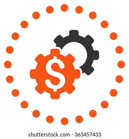 Bank Adjustment vector icon. Style is bicolor flat circled symbol, orange and gray colors, rounded angles, white background.