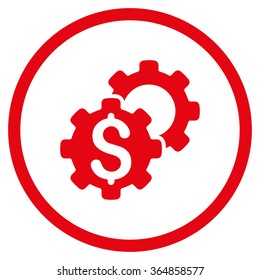 Bank Adjustment vector icon. Style is flat circled symbol, red color, rounded angles, white background.