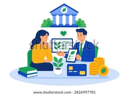 Bank advisor helping a customer review financial records and account information for savings, investment planning and personalized banking guidance