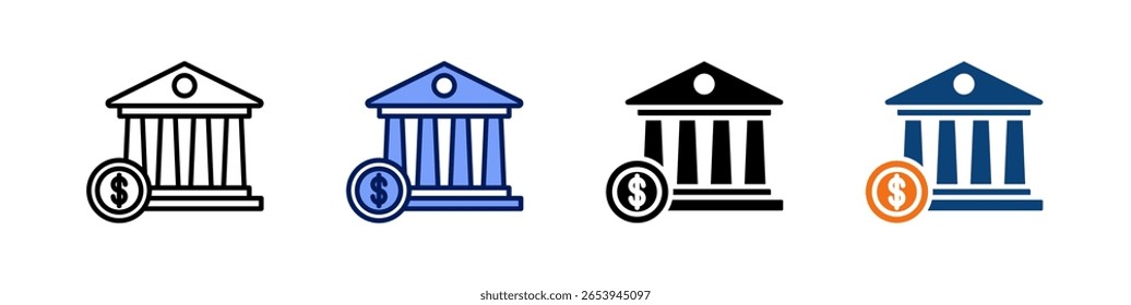 Banco todo en uno Icon Multi Styles Vector Set