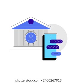 Bank application. Bank and smartphone. Personal bank account. Simple creative flat illustration. Vector file.