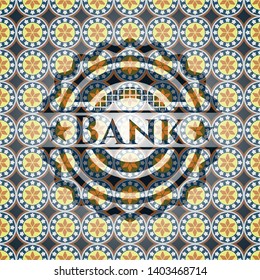Bank arabic badge. Arabesque decoration.