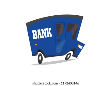 Bank armored car in cartoon style. Flat vector illustration isolated on white background.
