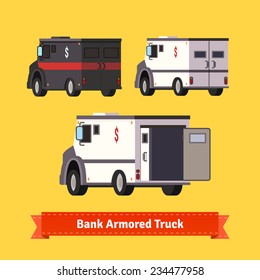 Bank armored cars. Flat illustration. EPS 10 vector.