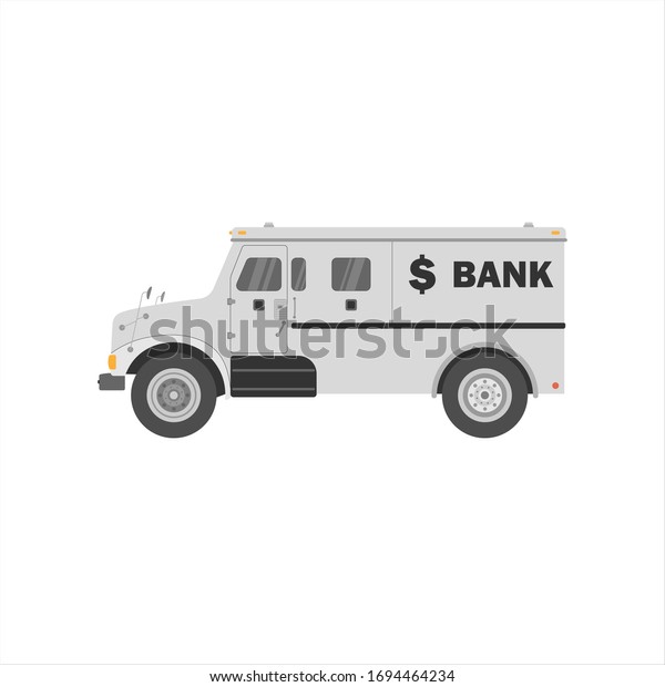 Bank armored cash truck side view. Utility\
security van. Vector flat\
illustration