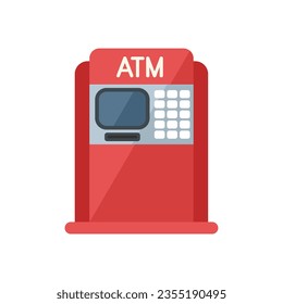 Bank atm icon flat vector. Financial card. Payment service isolated