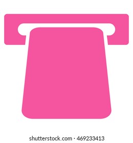 Bank ATM icon. Vector style is flat iconic symbol with rounded angles, pink color, white background.