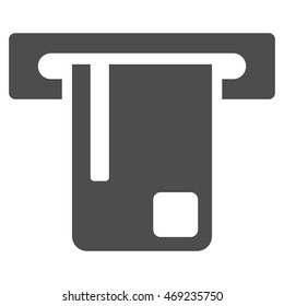 Bank ATM icon. Vector style is flat iconic symbol with rounded angles, gray color, white background.