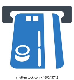 Bank ATM icon. Vector style is bicolor flat iconic symbol with rounded angles, smooth blue colors, white background.