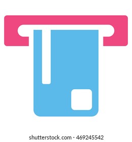 Bank ATM icon. Vector style is bicolor flat iconic symbol with rounded angles, pink and blue colors, white background.