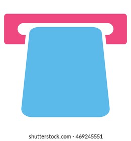 Bank ATM icon. Vector style is bicolor flat iconic symbol with rounded angles, pink and blue colors, white background.