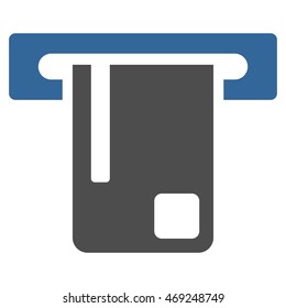 Bank ATM icon. Vector style is bicolor flat iconic symbol with rounded angles, cobalt and gray colors, white background.